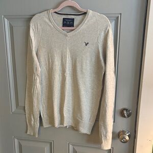 American Eagle Outfitters Light Gray V-Neck Sweater